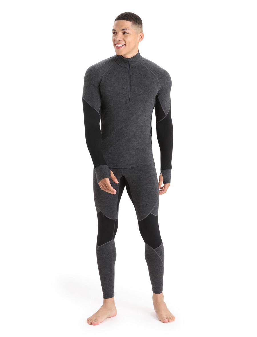 Icebreaker BodyfitZone™ Merino 260 Zone Thermal Leggings Férfi Base Layers Fekete | HU 1393QMAZ